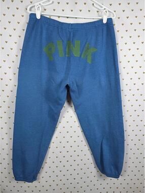 Victorias Secret PINK Vintage Blue LOGO BUTT Joggers Sweatpants Cotton MEDIUM